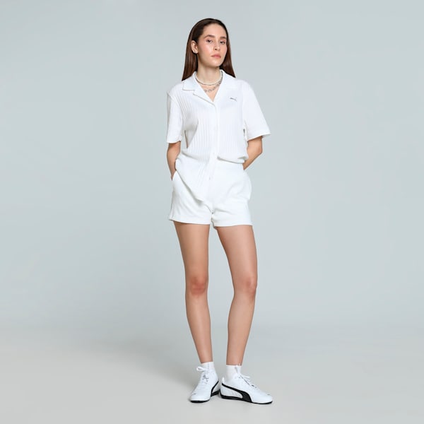 WARDROBE Essentials Women's Pointelle 4" Shorts, PUMA White, extralarge-IND